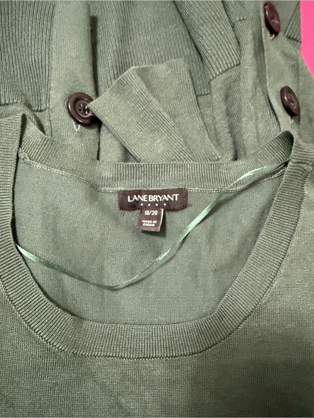 Lane Bryant Green Button Side Tunic Sweater Plus Size 18/20 - Picture 5 of 5